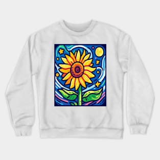 Starry Night Sunflower Elegance Crewneck Sweatshirt